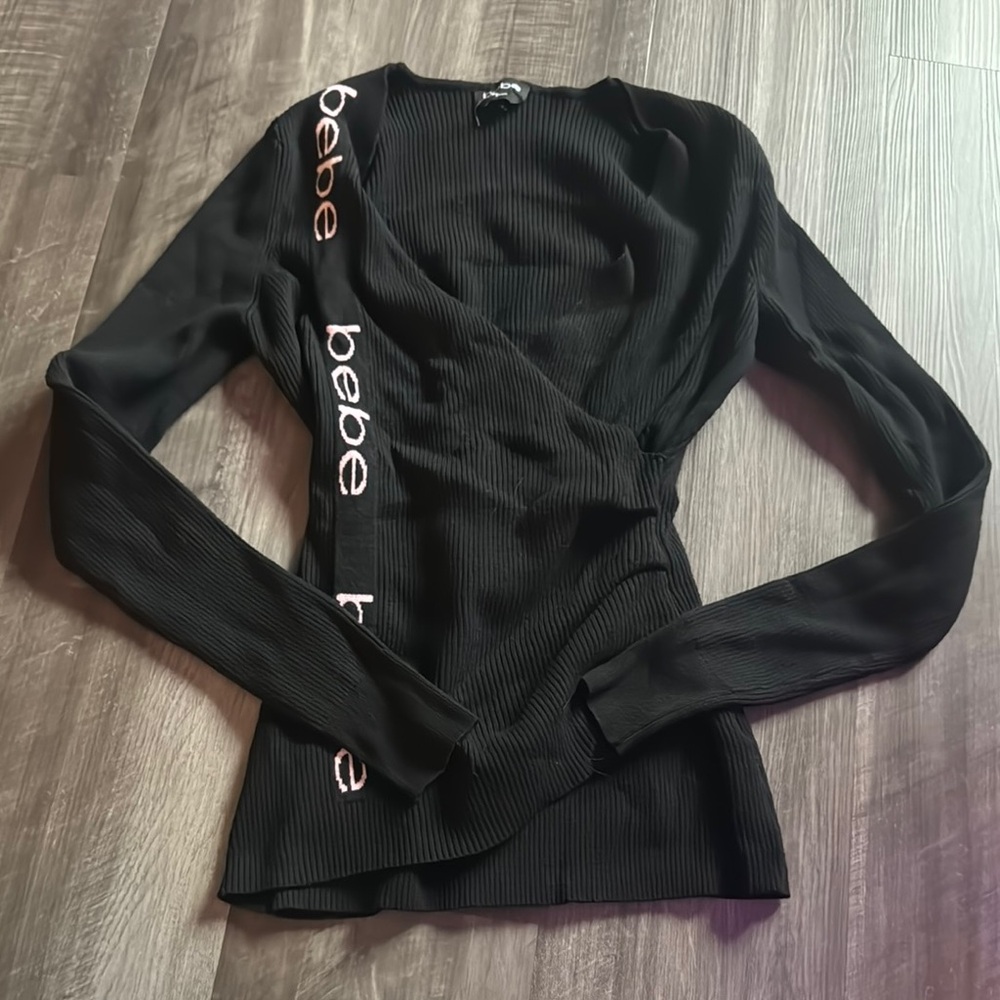 Bebe Black Long Sleeve Blouse